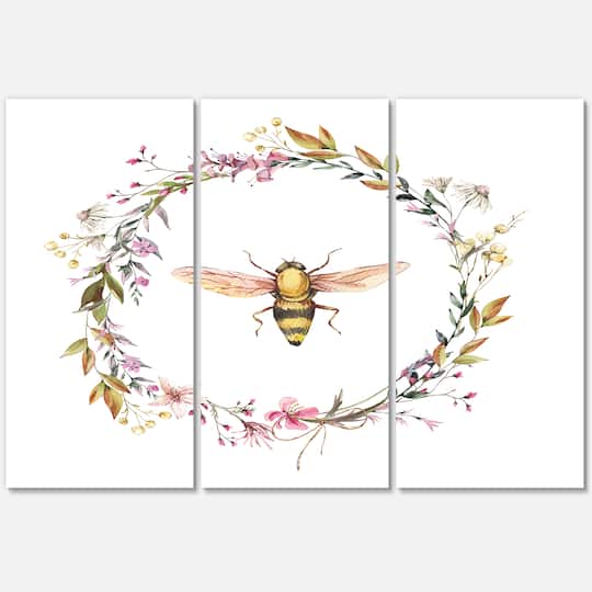 Designart - Bee In Wildflowers Wreath